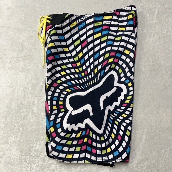 FOX Racing Other - Y2K Fox Racing Board Shorts Mens 32 Fit 31 Colorful Geometric Abstract Big Logo